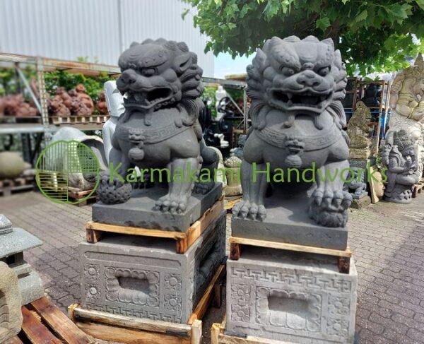 Chinese Temple Lions set lavastone